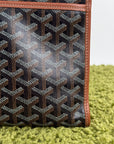 Pochette Goyard Jouvence in tela Goyardine nera con profili marroni