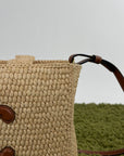 Borsa Celine Cabas Thais in rafia beige e marrone