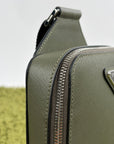 Borsa Monospalla Brique Prada in pelle saffiano Verde