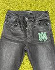 Jeans Amiri Nero con dettagli Verdi 34