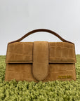 Jacquemus La Grande Bambino camoscio marrone con effetto Coccodrillo