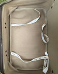 Valigia vintage Gucci realizzata in tela GG monogramma con dettagli in pelle marrone e strisce Web