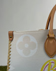 Borsa Louis Vuitton OnTheGo azzurra bianca e gialla