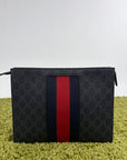Pochette Gucci nera blu e rossa