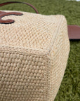 Borsa Celine Cabas Thais in rafia beige e marrone
