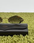 Occhiali da sole Panthère de Cartier CT0433S montatura Rimless e dettagli a testa di pantera sulle asse oro