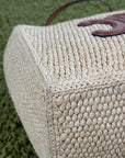 Borsa Celine Cabas Thais in rafia beige e marrone