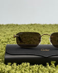 Occhiali da sole Cartier CT0622S con aste in acetato nero con un dettaglio dorato a forma di C