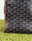 Pochette Goyard Jouvence in tela Goyardine nera con profili marroni