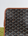 Pochette Goyard Jouvence in tela Goyardine nera con profili marroni