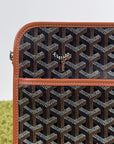 Pochette Goyard Jouvence in tela Goyardine nera con profili marroni