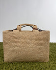 Borsa Celine Cabas Thais in rafia beige e marrone