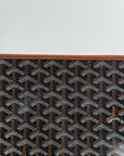 Pochette Goyard Jouvence in tela Goyardine nera con profili marroni