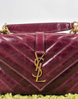 Borsa Yves Saint Laurent College Mini in Pelle Lucida Bordeaux - Second Hand Di Fiore
