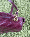 Borsa Yves Saint Laurent College Mini in Pelle Lucida Bordeaux - Second Hand Di Fiore