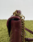 Borsa Yves Saint Laurent College Mini in Pelle Lucida Bordeaux - Second Hand Di Fiore