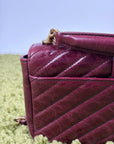 Borsa Yves Saint Laurent College Mini in Pelle Lucida Bordeaux - Second Hand Di Fiore