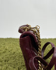 Borsa Yves Saint Laurent College Mini in Pelle Lucida Bordeaux - Second Hand Di Fiore