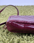 Borsa Yves Saint Laurent College Mini in Pelle Lucida Bordeaux - Second Hand Di Fiore