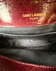 Borsa Yves Saint Laurent College Mini in Pelle Lucida Bordeaux - Second Hand Di Fiore
