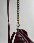 Borsa Yves Saint Laurent College Mini in Pelle Lucida Bordeaux - Second Hand Di Fiore