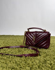 Borsa Yves Saint Laurent College Mini in Pelle Lucida Bordeaux - Second Hand Di Fiore
