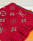 sciarpa logo mania Louis Vuitton rossa argento