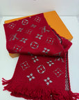 sciarpa logo mania Louis Vuitton rossa argento