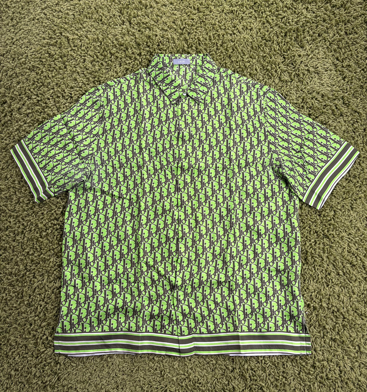 Camicia Christian Dior Oblique Pixel Verde 40