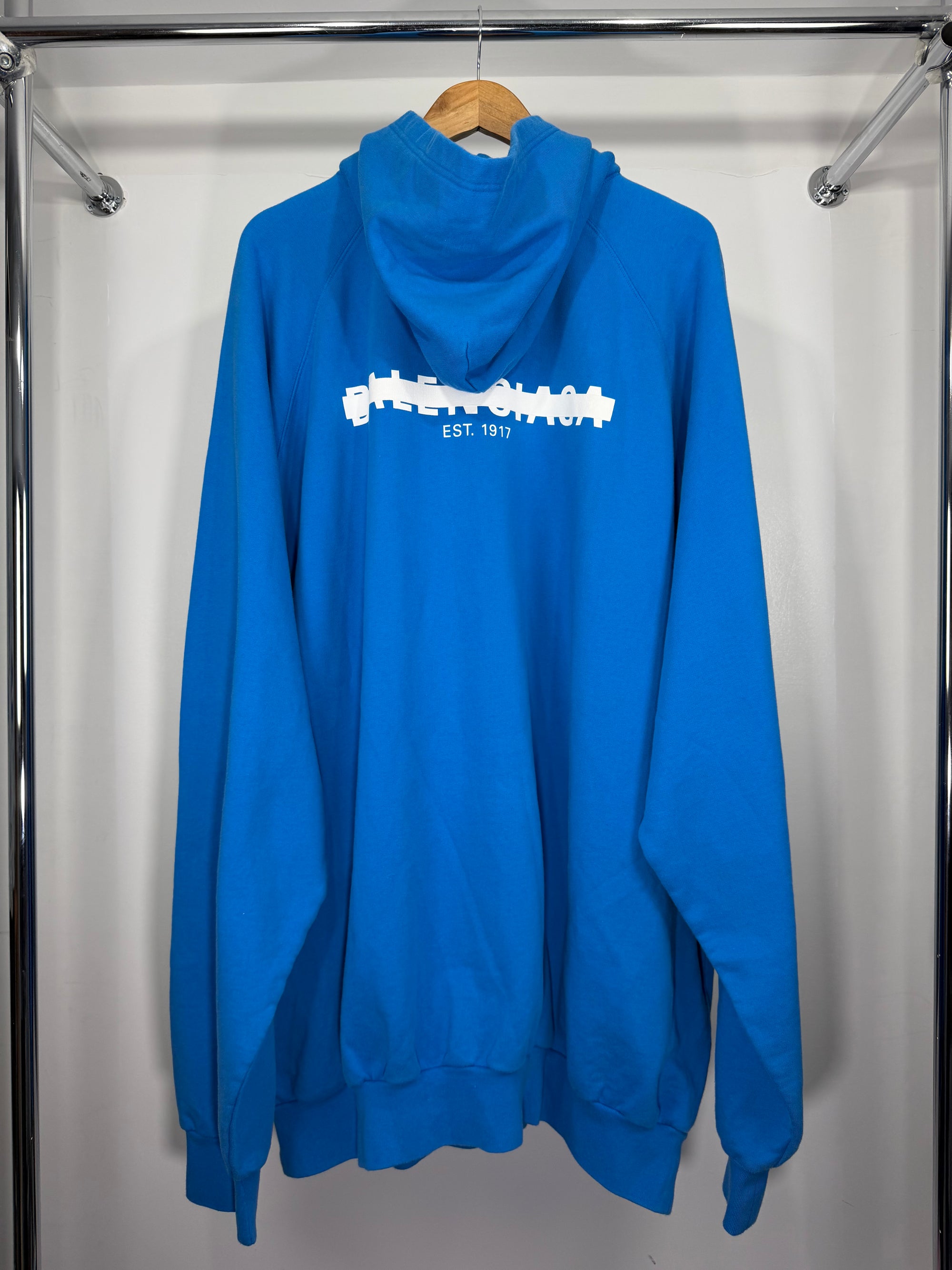 Felpa Balenciaga Size L veste XXL blu e bianca