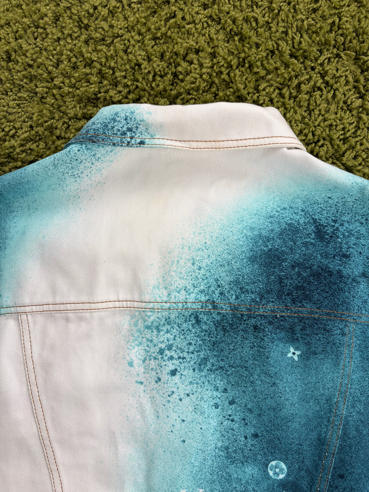 Giacca Louis Vuitton Spray in Denim Bianca Multicolor 54