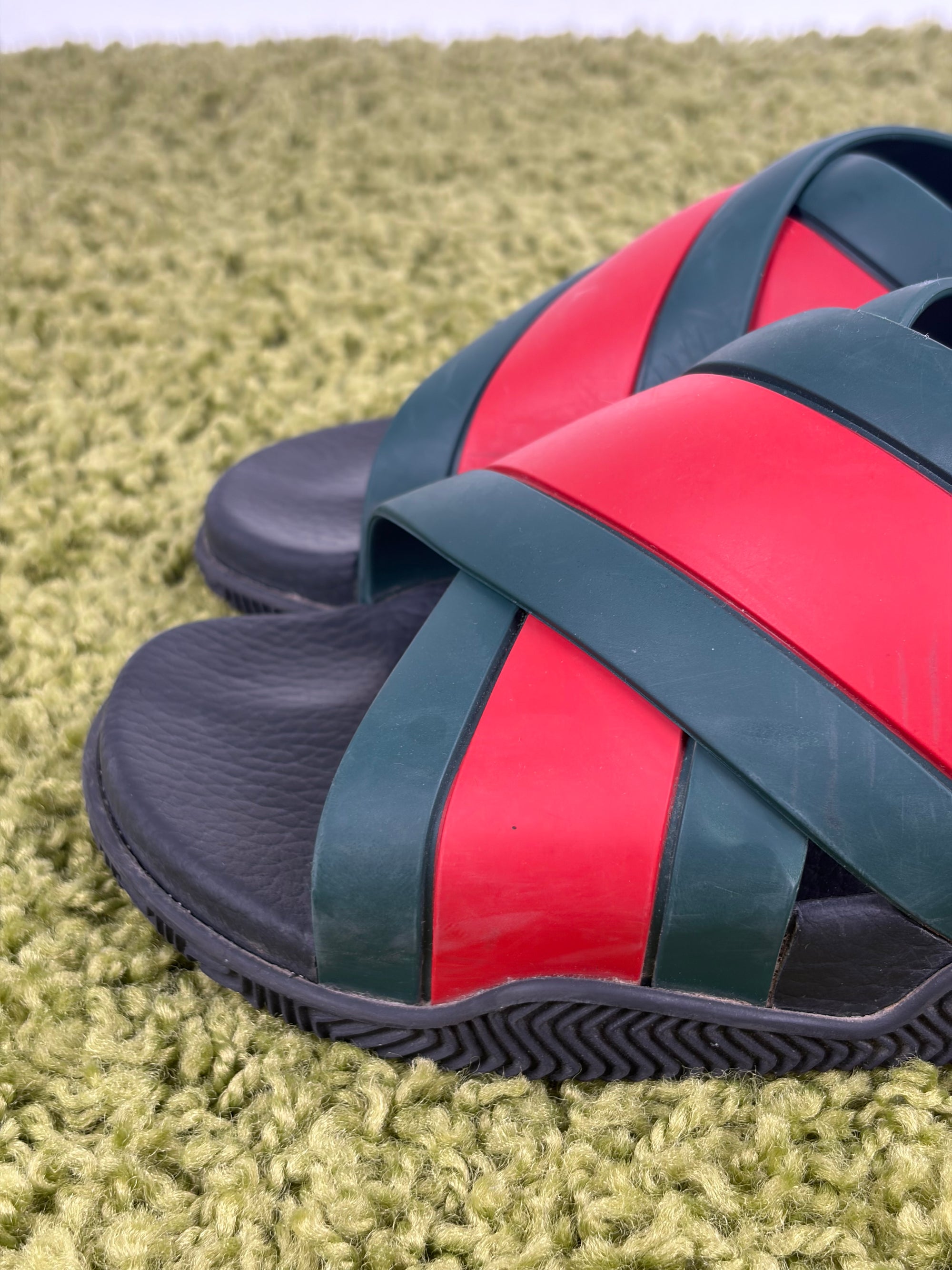 Sandali Gucci Size 9=43 nere verdi e rosse