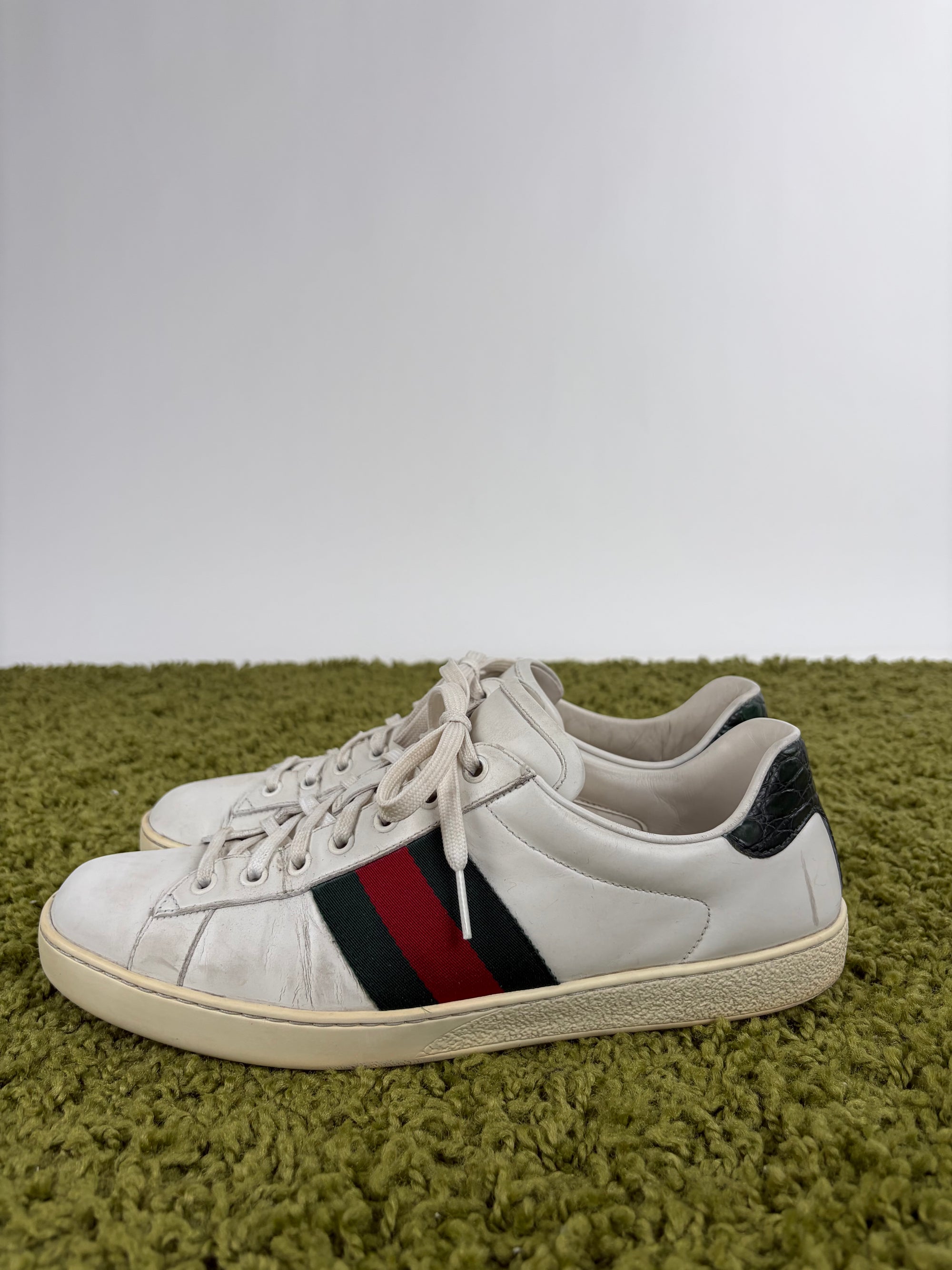 Gucci Ace Size 8=42 calza 42.5 bianca verde e rossa