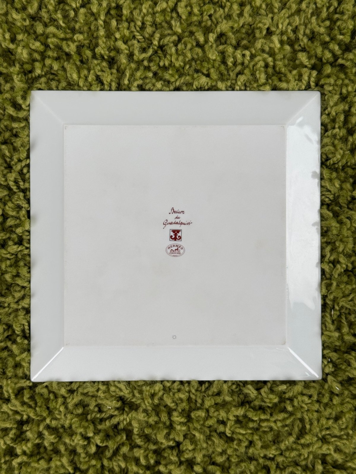 Piatto quadrato Balcon du Guadalquivir bianco Rosso Hermès - Second Hand Di Fiore