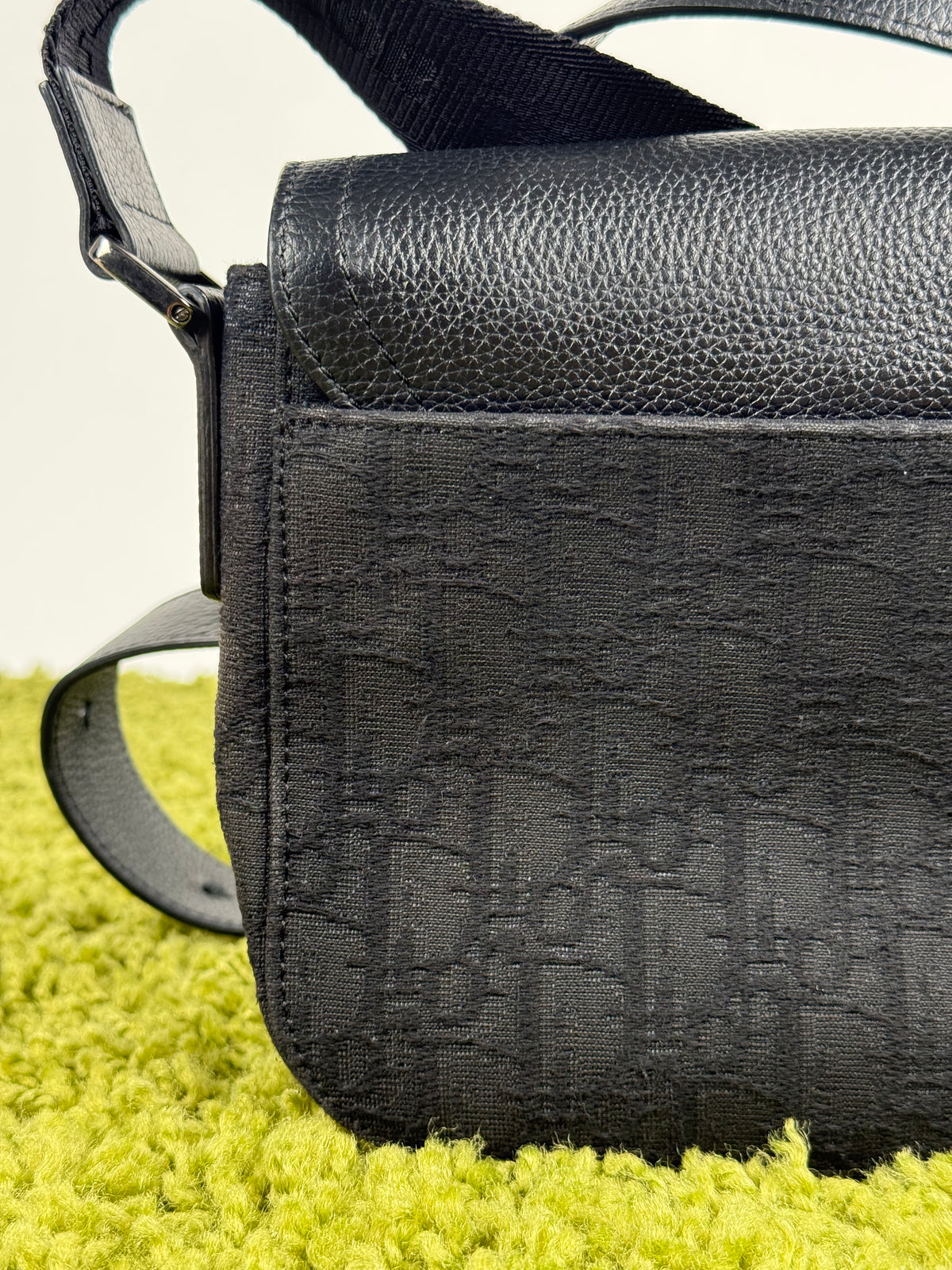 Borsa a tracolla saddle in jacquard Christian Dior Nero
