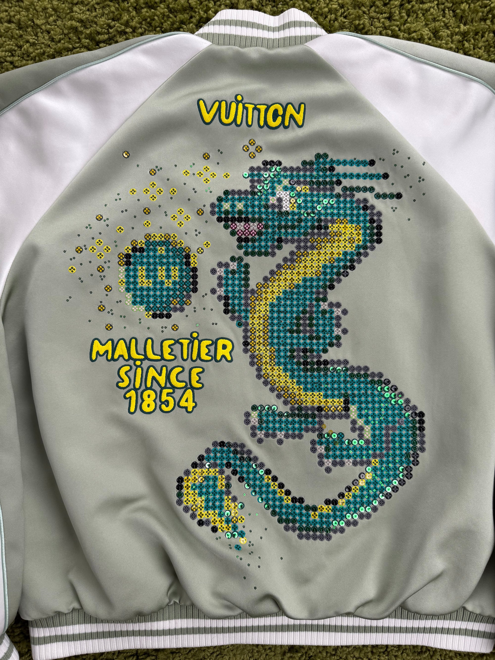 Giacca Souvenir Sukajan Con ricamo di Draghi Louis Vuitton Verde L