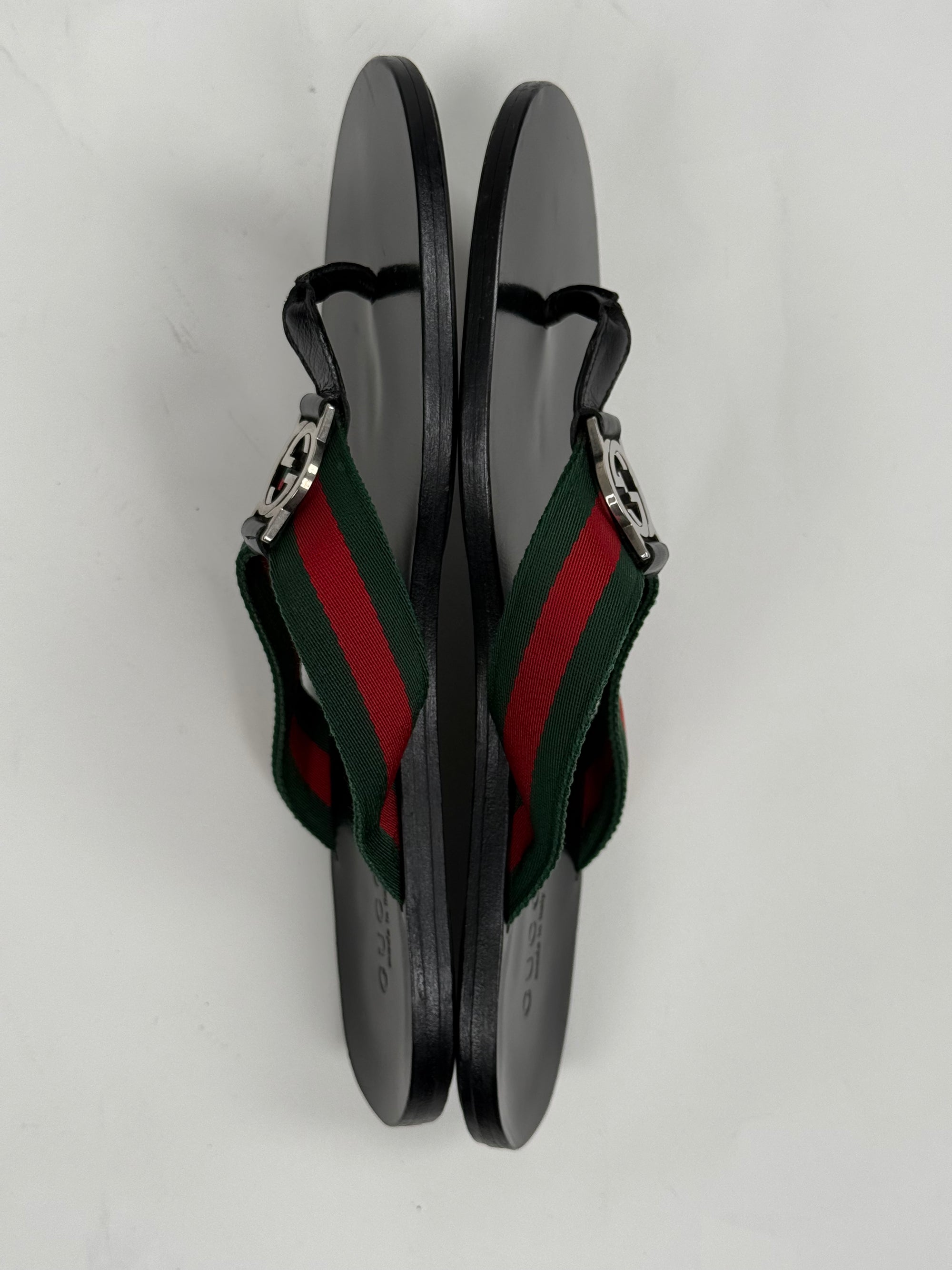 Sandali monogram Gucci Size 8=42 neri rossi e verdi