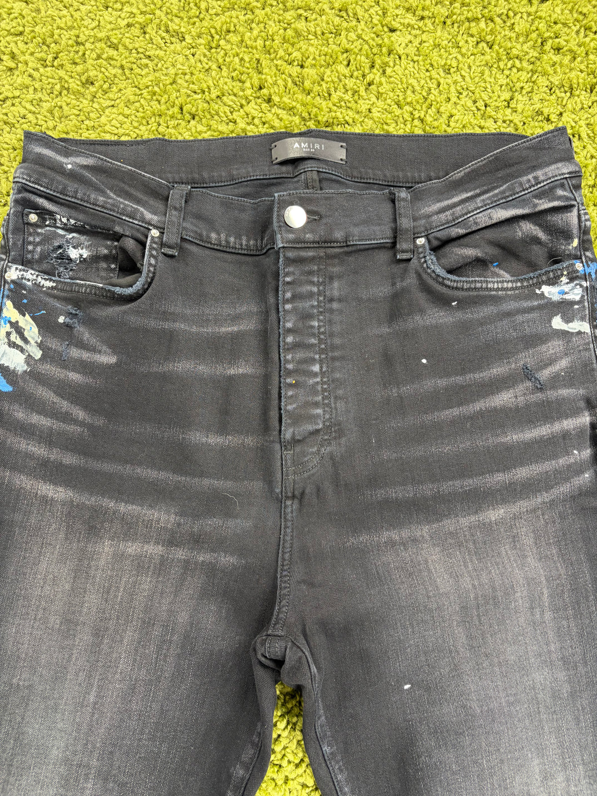 Jeans Amiri Paint Splatter Nero Multicolor 36