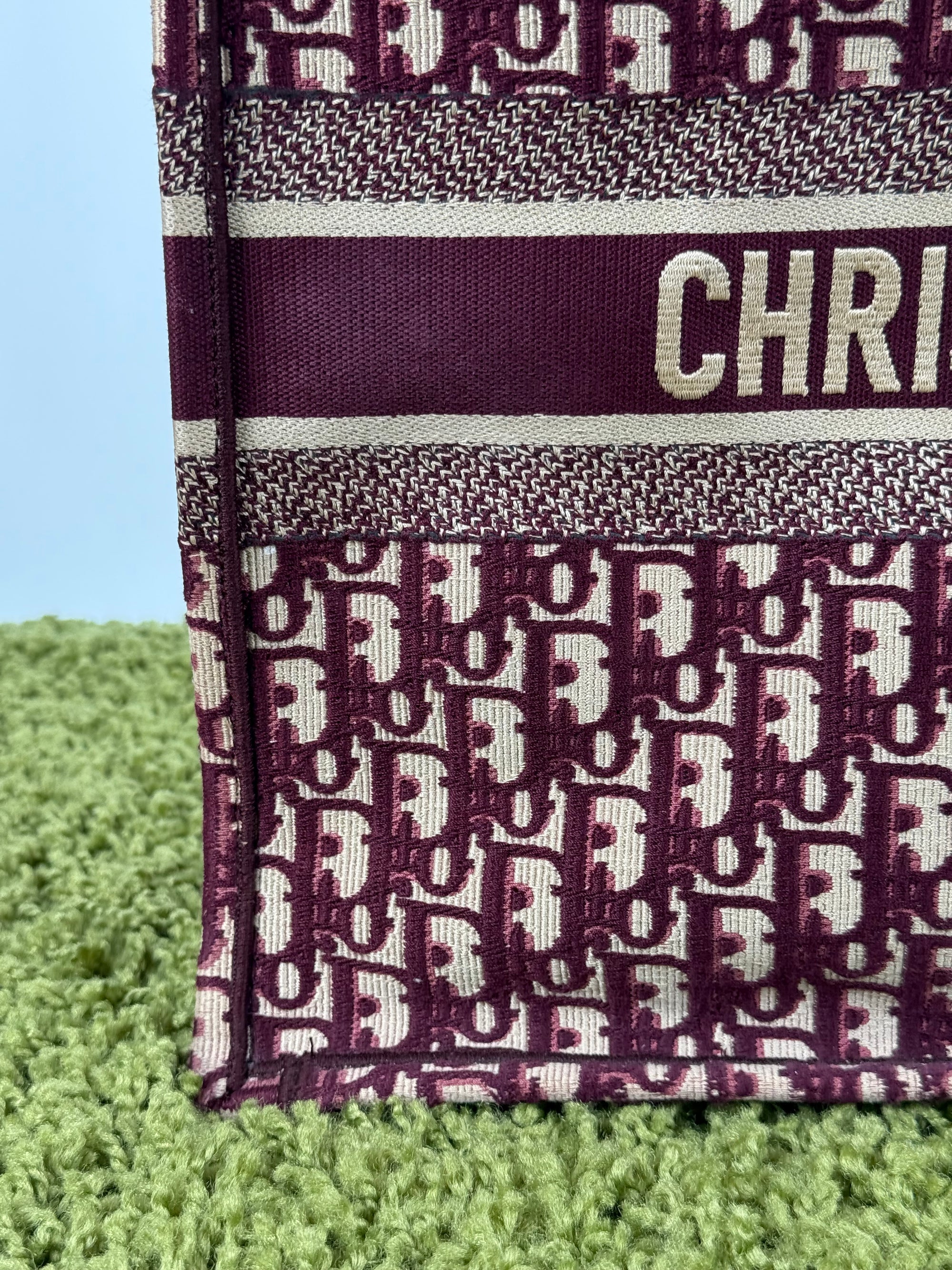 Borsa Tote Book in Tela Christian Dior Bordeaux