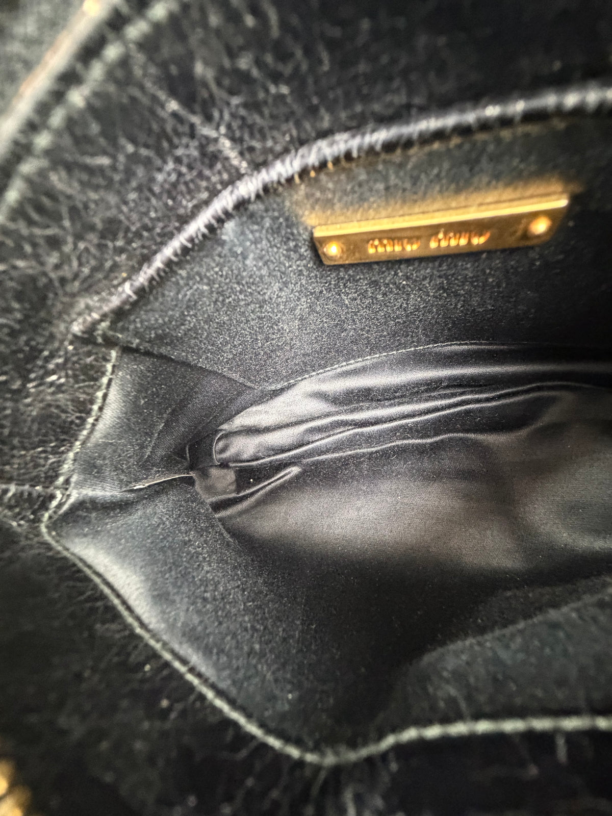 Borsa Miu Miu Pour Accessories Vitello Shine Sac Nera