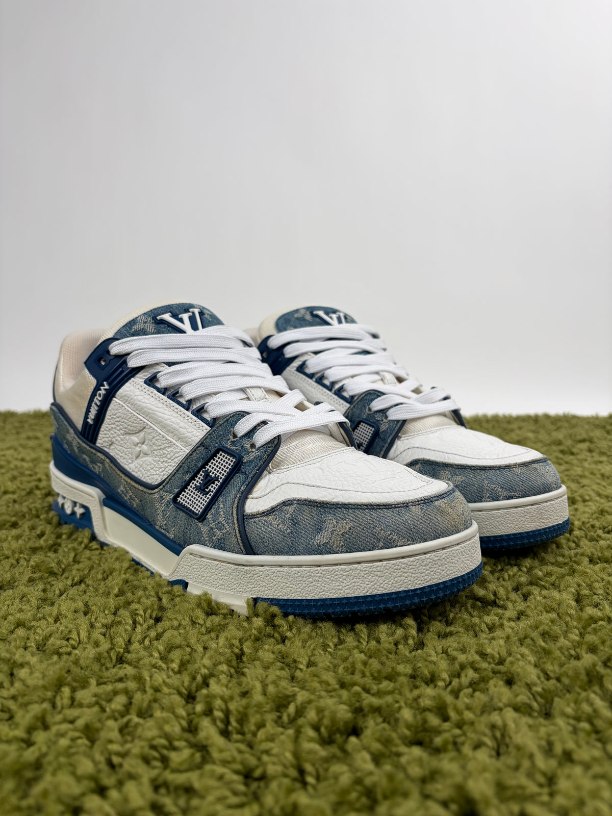 Louis Vuitton Trainer Denim Blu 8.5 - Second Hand Di Fiore