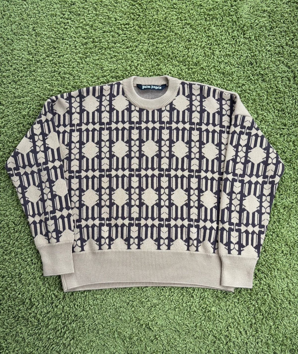 Maglione Palm Angels in jacquard Beige M - Second Hand Di Fiore