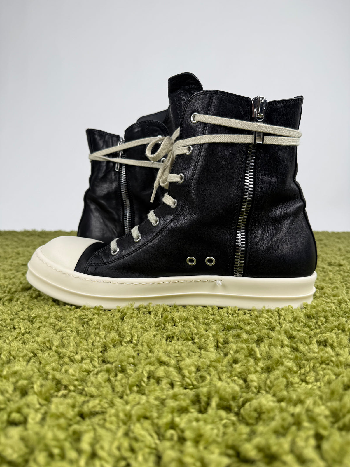 Rick Owens Ramones DRKSHDW in pelle Nero 43