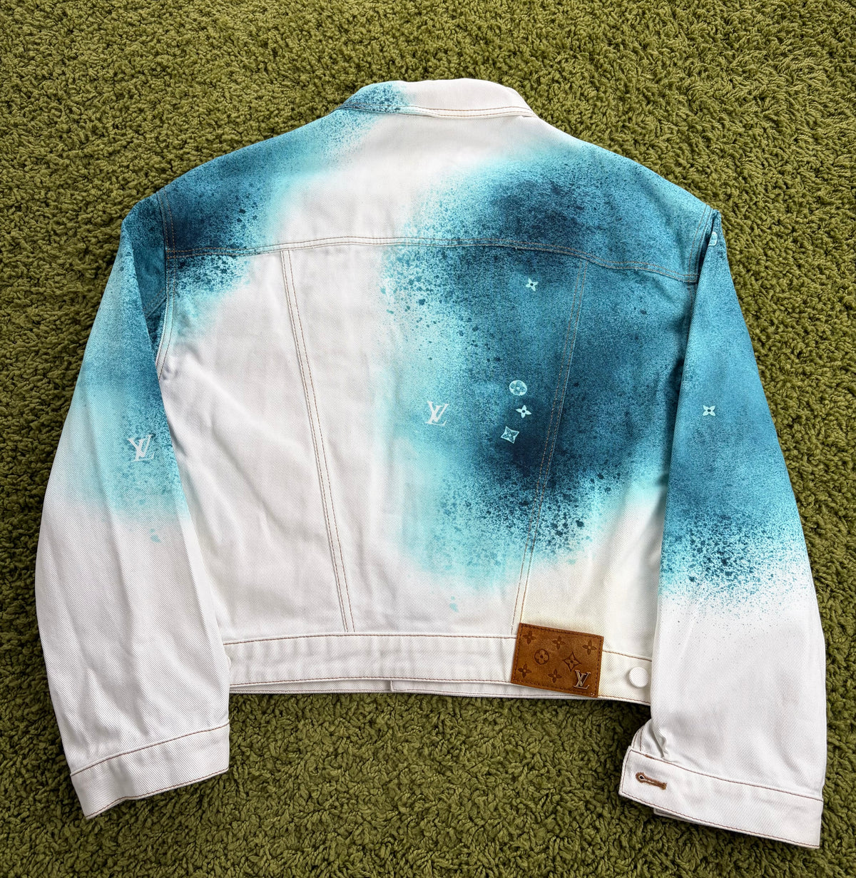 Giacca Louis Vuitton Spray in Denim Bianca Multicolor 54