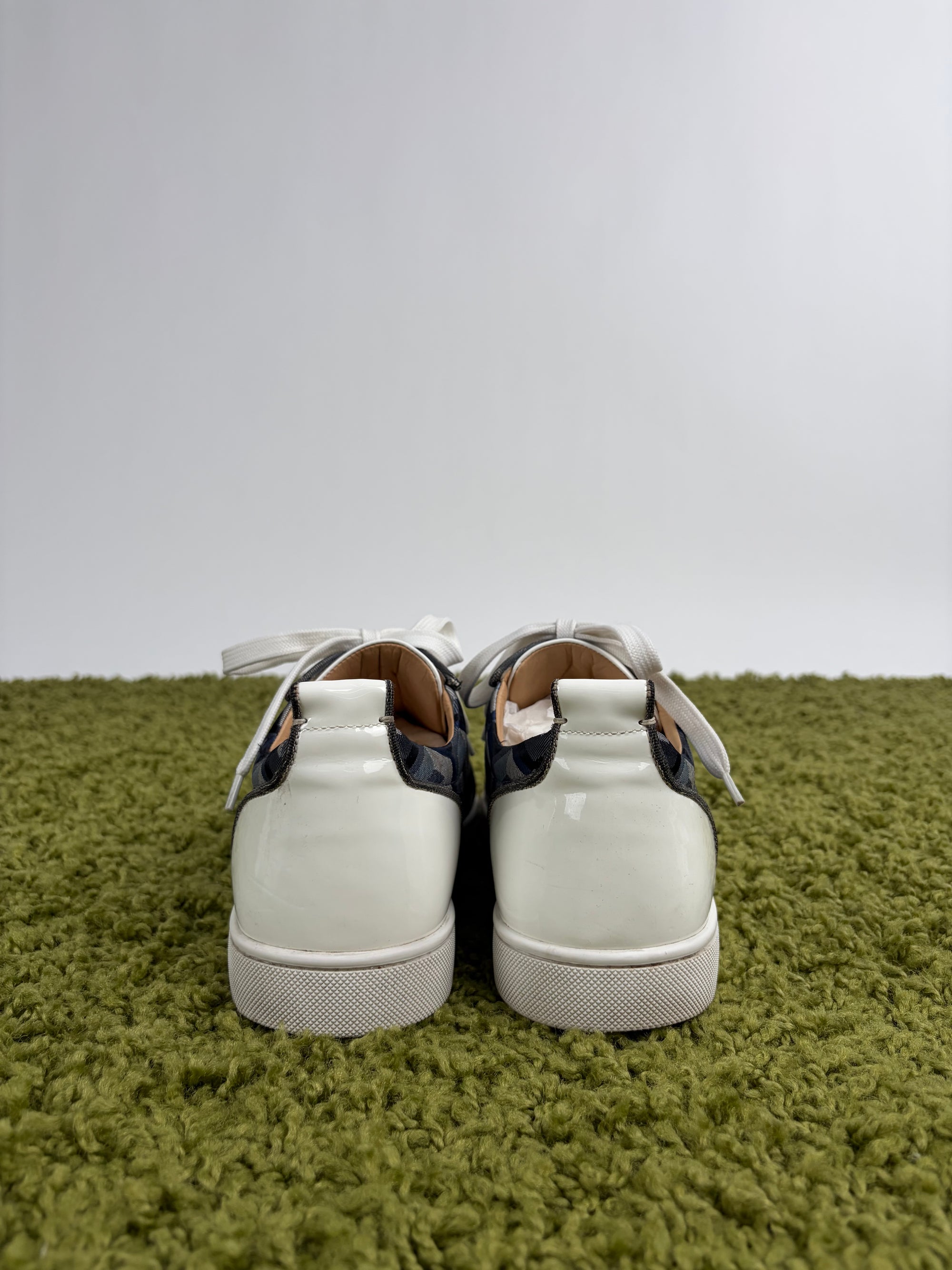 Louboutin basse Size 40.5 blu oro e argento