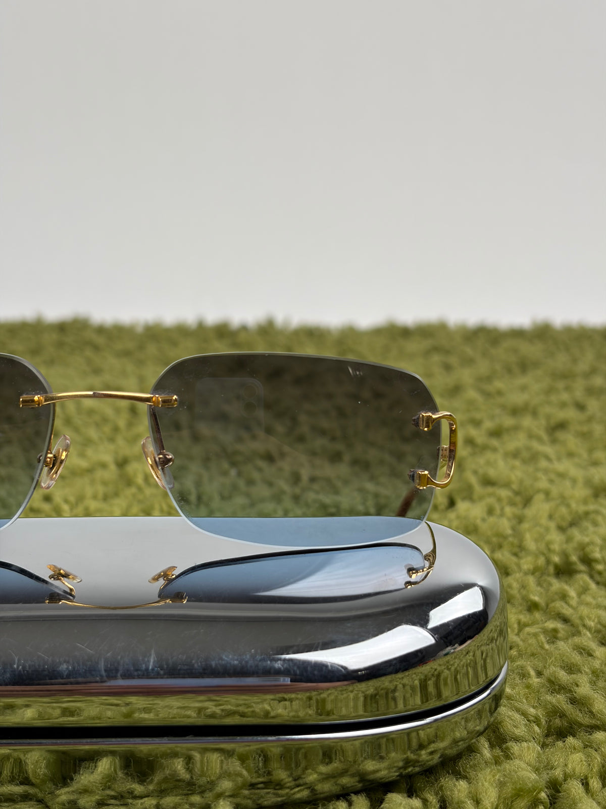 Occhiali da sole Rimless Cartier Eyewear Oro con lenti sfumate
