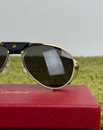 Occhiali da sole Cartier CT0296S Con montatura pilot in metallo e aste oro