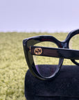 Occhiali Gucci Con montatura a farfalla in acetato nera Multicolor