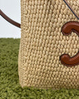 Borsa Celine Cabas Thais in rafia beige e marrone