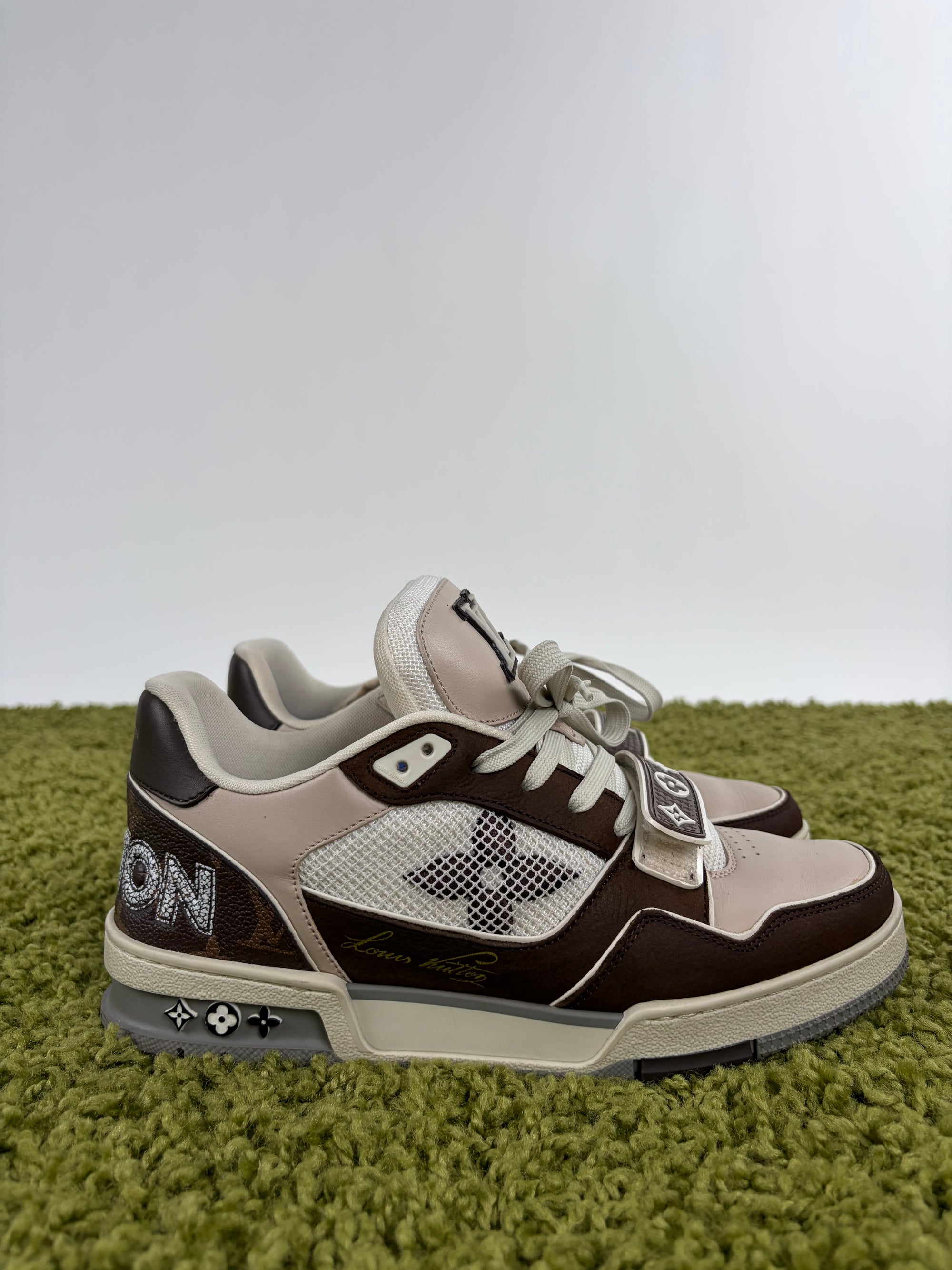 Louis vuitton trainer 6=40 calza 41 marrone bianco e panna